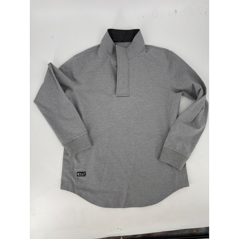 BYLT Premium Basics Elite Fairway Pullover Mens Medium Grey Quarter Zip Snap M